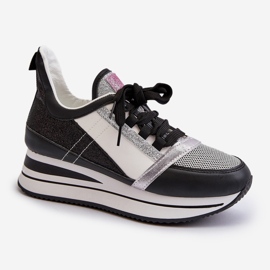 Női Wedge és Platform tornacipő csillogó fekete Rafanival 1