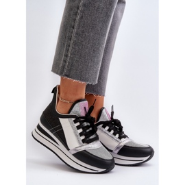 Női Wedge és Platform tornacipő csillogó fekete Rafanival 2