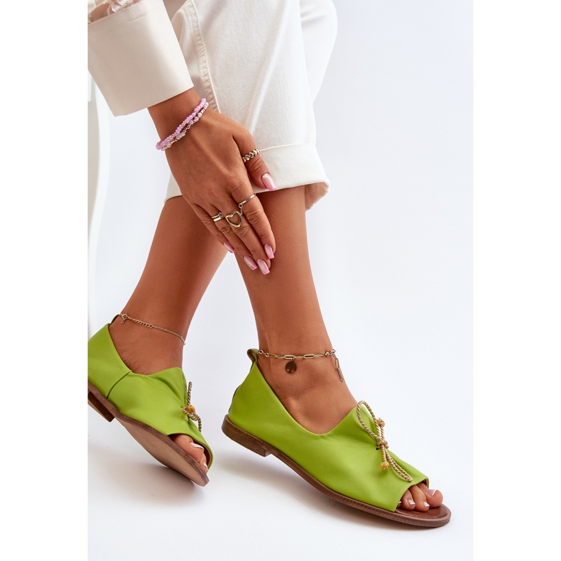 Zazoo 2660 női bőr balerinacipő, lime zöld 1
