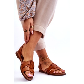 Zazoo Kényelmes barna Kayla bőr szandál 2