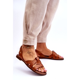 Zazoo Kényelmes barna Kayla bőr szandál 3