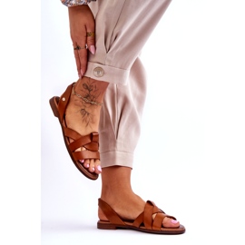 Zazoo Kényelmes barna Kayla bőr szandál 4