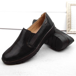 Kényelmes női bőrcipő, fekete Helios 350.015.011 6