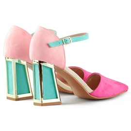 Elegáns tavaszi rózsaszín nyitott pumpák elegáns magassarkún 1