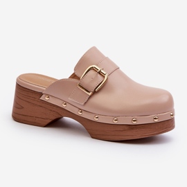 Női bézs Seprilla klumpás papucs csattal 1