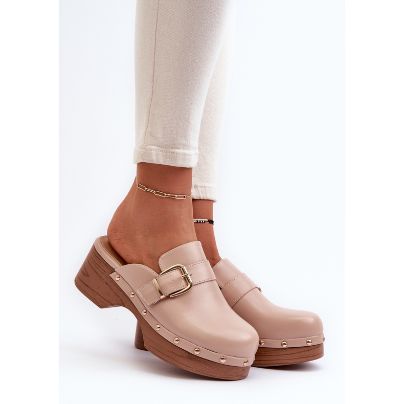 Női bézs Seprilla klumpás papucs csattal 2