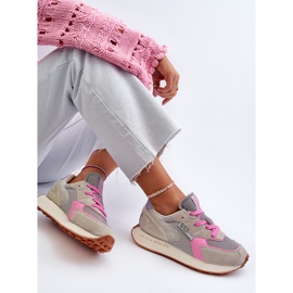 Női sportcipők a Memory Foam System Big Star platformon NN274680 szürke-rózsaszín 2