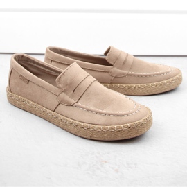 Férfi cipők, bebújós espadrilles mokaszinok, bézs Big Star NN174049 1