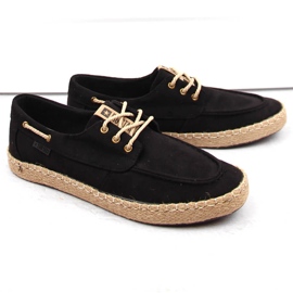 Velúr férfi cipők, mokaszinok, fekete espadrillák Big Star NN174051 1