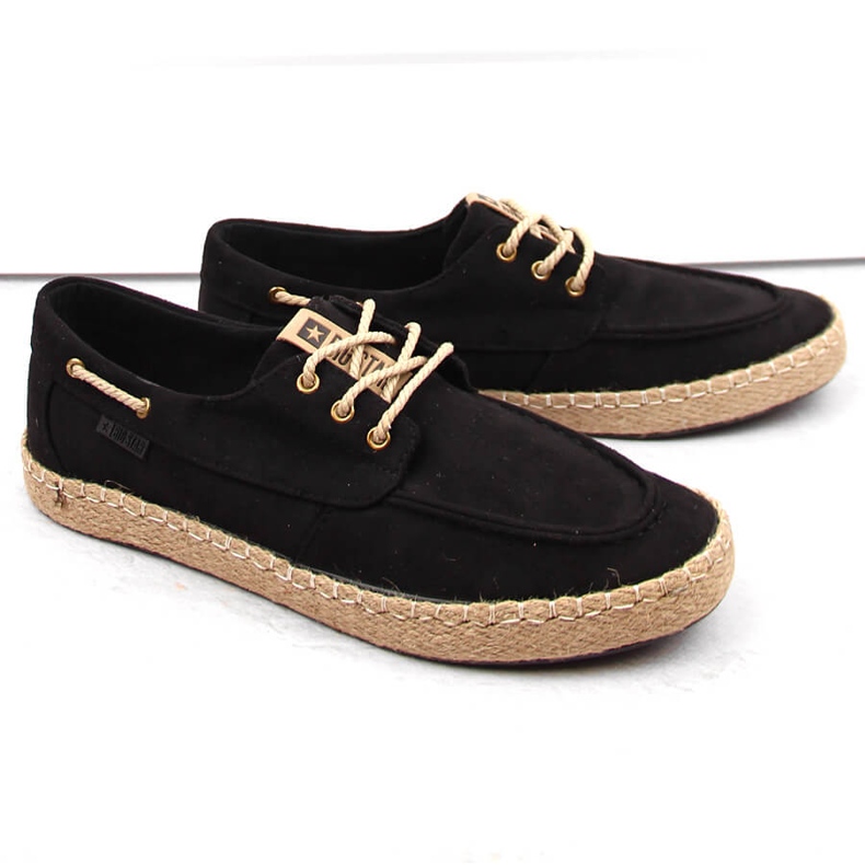 Velúr férfi cipők, mokaszinok, fekete espadrillák Big Star NN174051 1