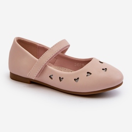 Gyermek balerinacipő szívvel, tépőzárral, rózsaszín Danaella 1