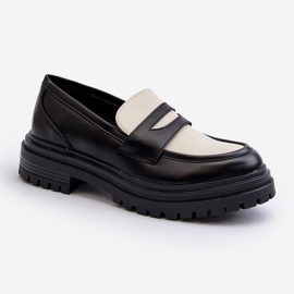 Női mokaszin lapos sarkú cipővel és platformfekete Kaldira 1 Női mokaszin lapos sarkú cipővel és platformfekete Kaldira 1