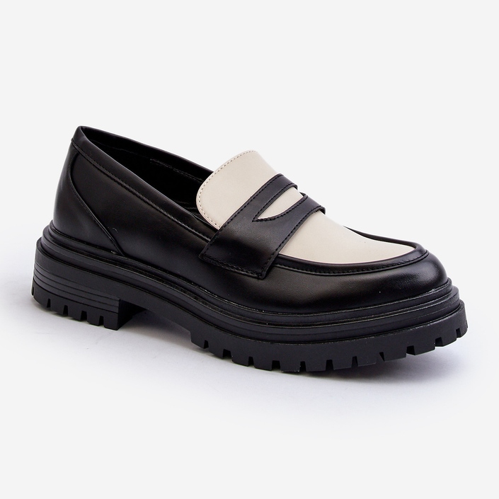 Női mokaszin lapos sarkú cipővel és platformfekete Kaldira 1 Női mokaszin lapos sarkú cipővel és platformfekete Kaldira 1
