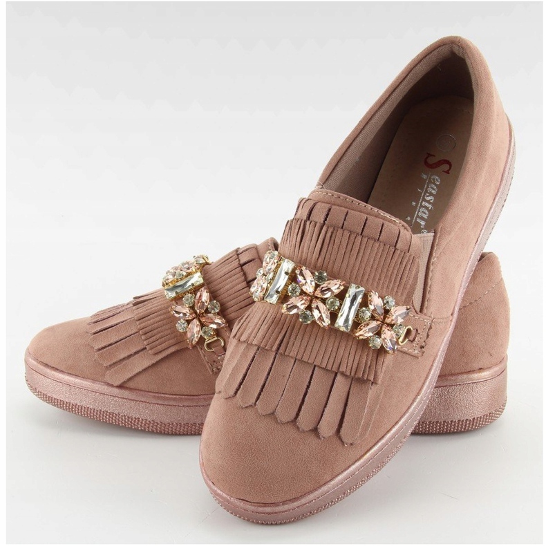 Slipons gyöngy talpon t277p Pink rózsaszín 1