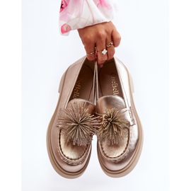 CheBello női bőr mokaszin 4383 arany aranysárga 2