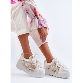 Zazoo 2F-7033 tornacipő masszív platformon fehér és arany 1