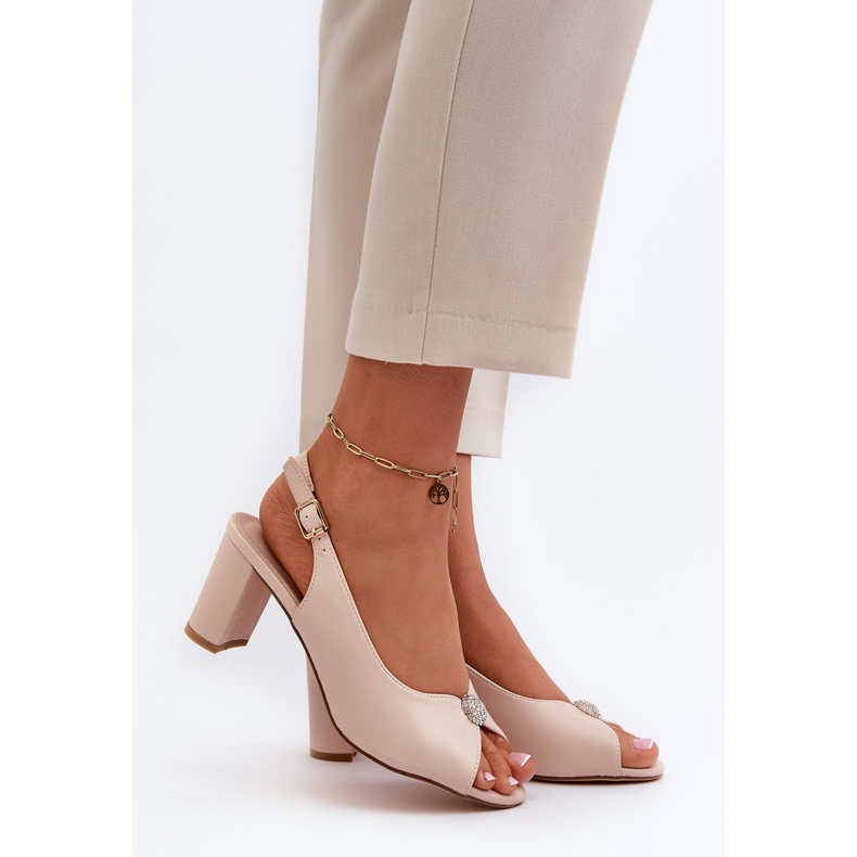 Evento Elegáns magassarkú szandál, díszítéssel, Beige Trasea bézs 1