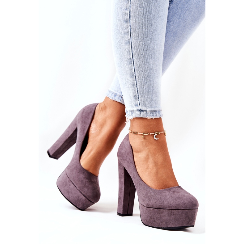 Sweet Shoes Suede női szivattyúk a szürke platformon 4