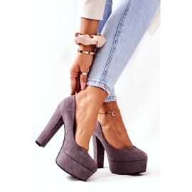 Sweet Shoes Suede női szivattyúk a szürke platformon 3