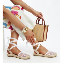 Teha fehér csipke espadrillák nyitott sarokkal 1