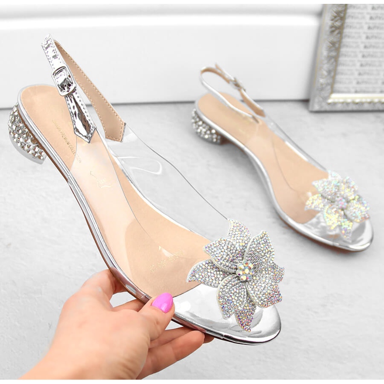 Átlátszó lakkbőr női szandál ezüst cirkóniákkal S.Barski MR38-383 1