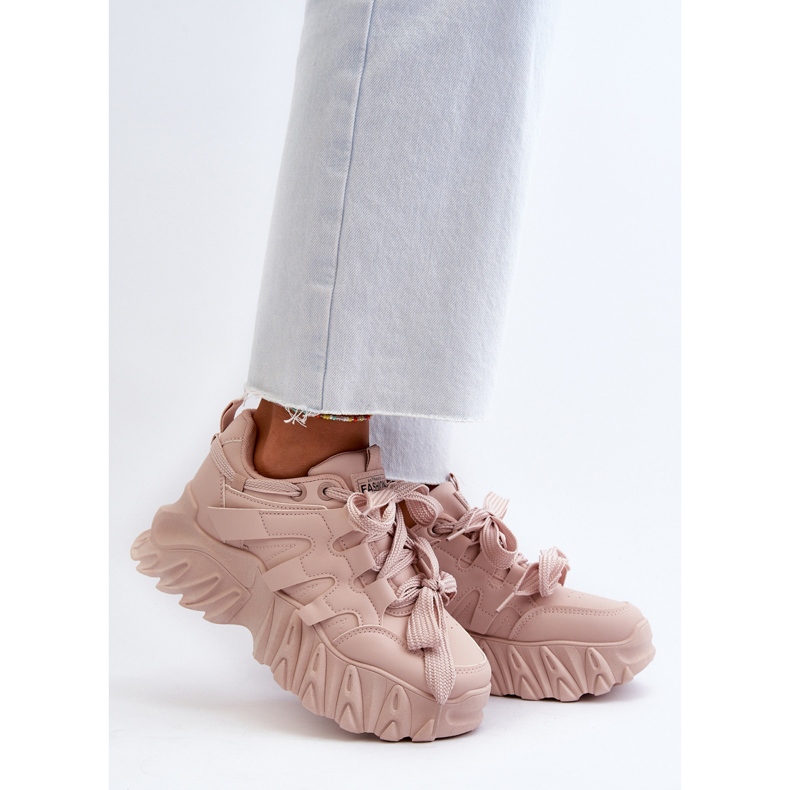 Női tornacipő vaskos talpon, rózsaszín Ellerai 2