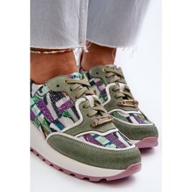 Női bőr tornacipők Maciejka 06390-09 Celadon platformon zöld 2