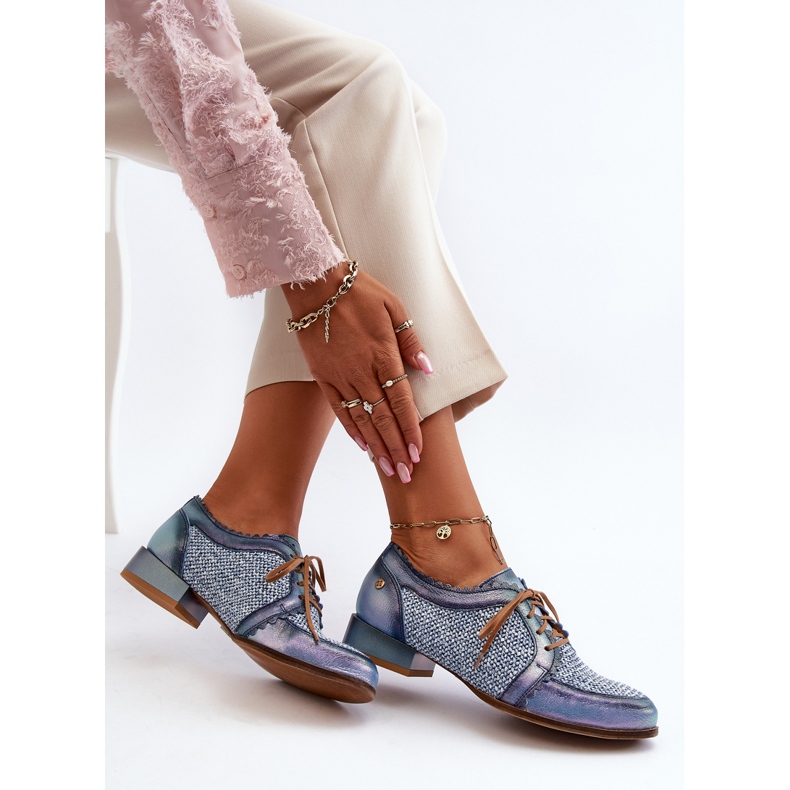 Női fűzős cipő természetes bőr Maciejka 06452-06 kék 1