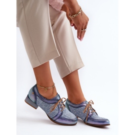 Női fűzős cipő természetes bőr Maciejka 06452-06 kék 2