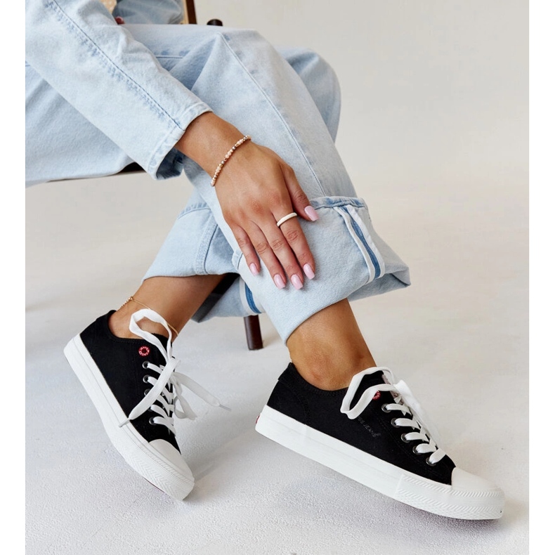 Fekete szövet női Cross Jeans tornacipő 1