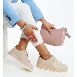 Női bézs bőr tornacipő 1