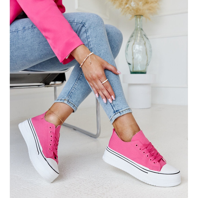 Sötét rózsaszín tornacipő vastag Bahira talppal 1