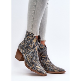 Női bőr Cowboy csizma magas sarkú Maciejka 05776-13 kék 2