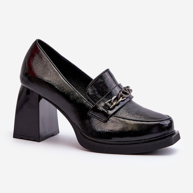 Vinceza Patent fekete Terimene pumpák vaskos sarkúval 1