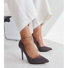 Sötétszürke magassarkú Amedie bőrbetéttel 1