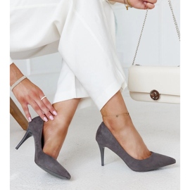 Szürke magassarkú Paume bőrbetéttel 1