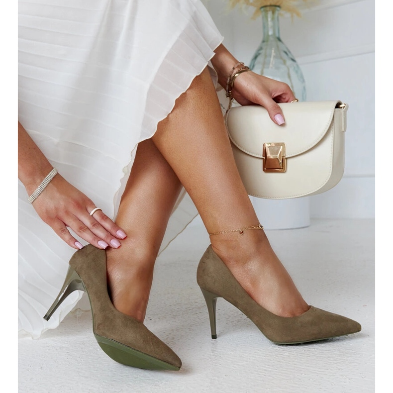 Zöld magassarkú Paume bőrbetéttel 1