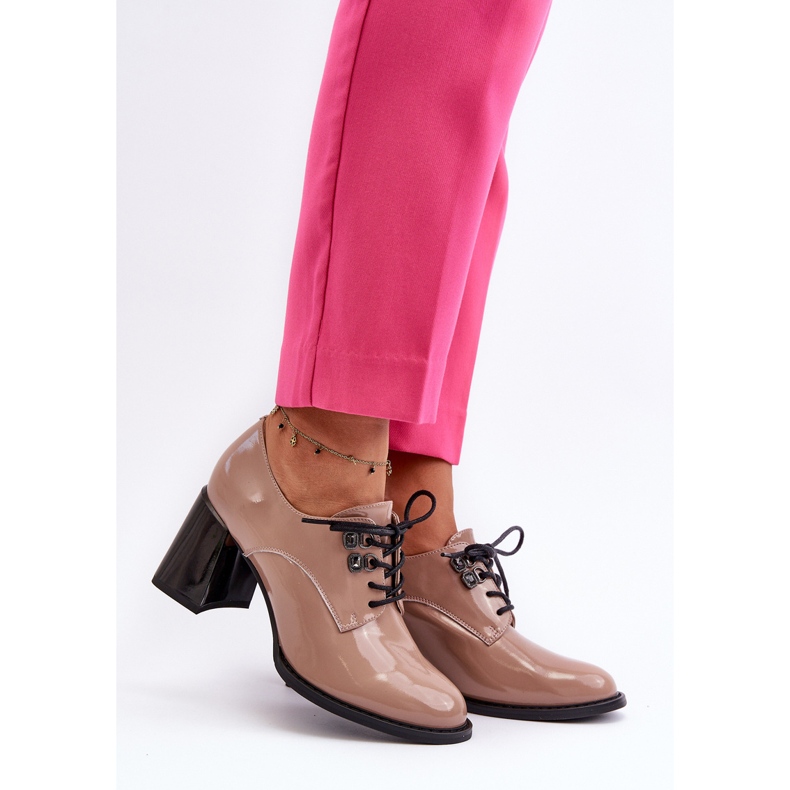 Vinceza Bézs Nelione Női Patent magas sarkú cipő 2