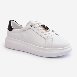 Vinceza Női bőr tornacipő mackóval, fehér Mirven 2