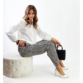 Ezüst metál magassarkú Paume bőr betéttel 2