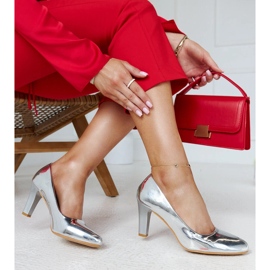 Ezüst magassarkú pumpák Vélizy bőr talpbetéttel 2