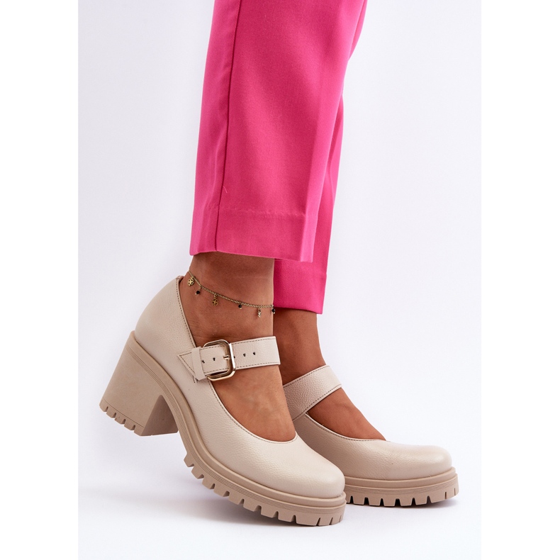 Zazoo 20166 bézs bőr szivattyúk 2