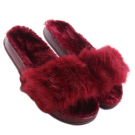 Szőrme papucs dd68 Wine piros 2