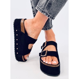 Galzai Fekete platform parafa papucs 1