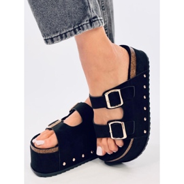 Galzai Fekete platform parafa papucs 2