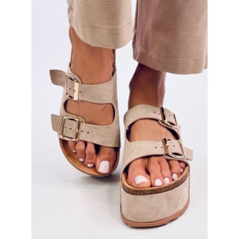 Galzai Khaki parafa platform papucs bézs 1