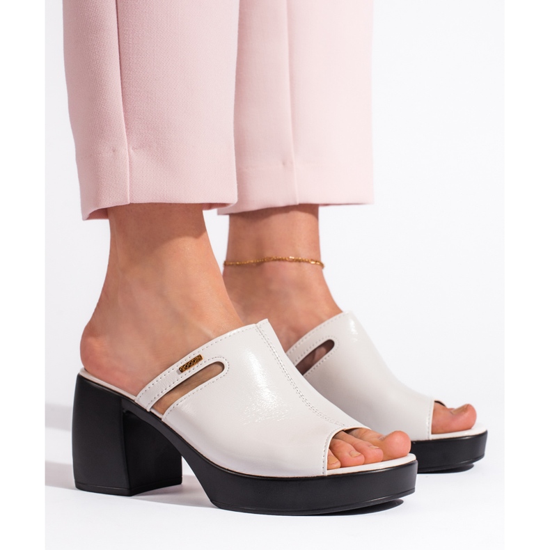 Goodin Fehér női magas sarkú papucs 2