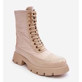 Saranema bézs színű szigetelt munkáscsizma lapos sarkon 2