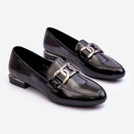 Sergio Leone Női lakkbőr mokaszin díszítéssel, fekete Camilena 2