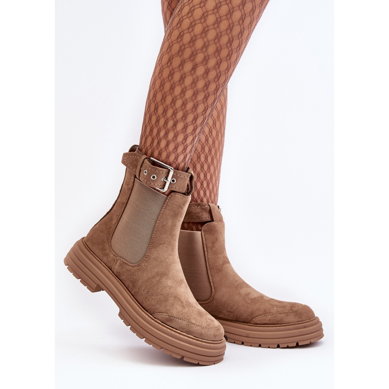 Velúr Chelsea csizma masszív talpon, Beige Ozaro bézs 2